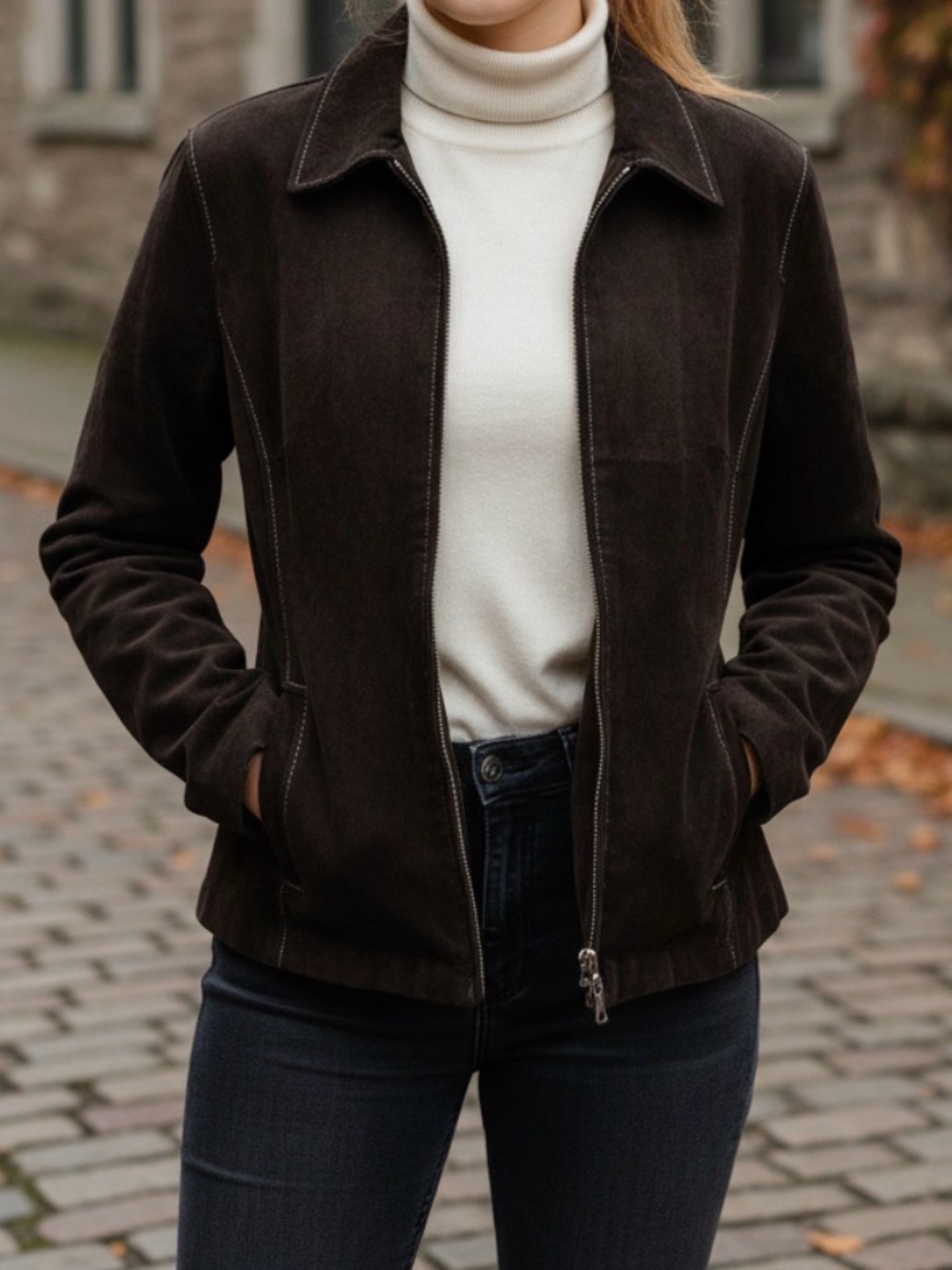 Danier Women's Black Suede Leather Jacket - Picture 2 of 10